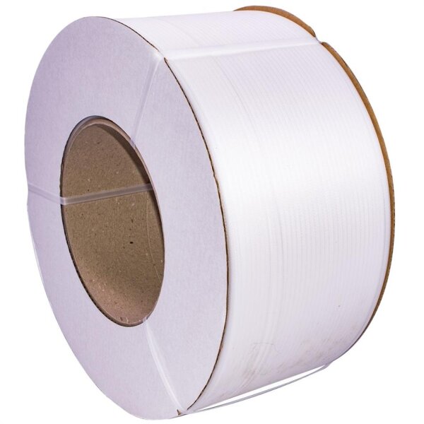 PP Umreifungsband weiss gewaffelt 12 x 0,55 mm, Kern 280 mm, 2500 m Reisskraft 133 Kg
