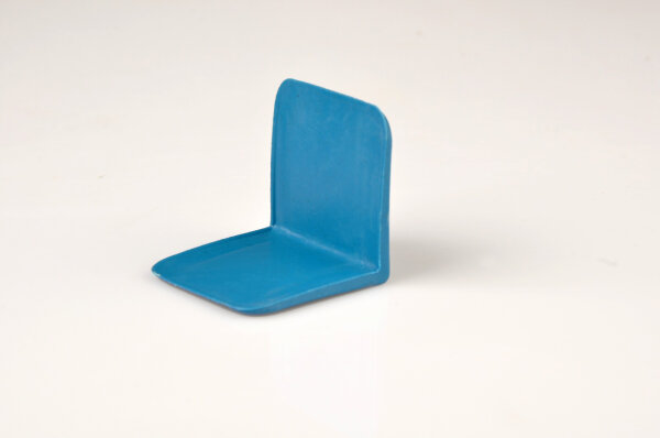 Kantenschutwinkel aus Kunststoff„medium“ (19 mm), blau – ohne Dorn, mit Bandführung, definierte Kanten – 2000 Stk./Karton